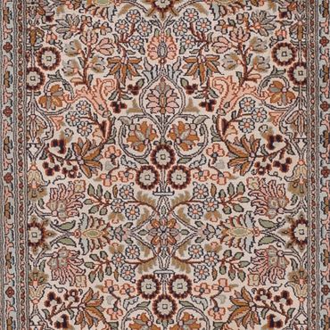 Runner Silk Rug - Kashmir Silk - 338 x 79 cm - dark beige