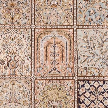 Runner Silk Rug - Kashmir Silk - 304 x 77 cm - dark beige