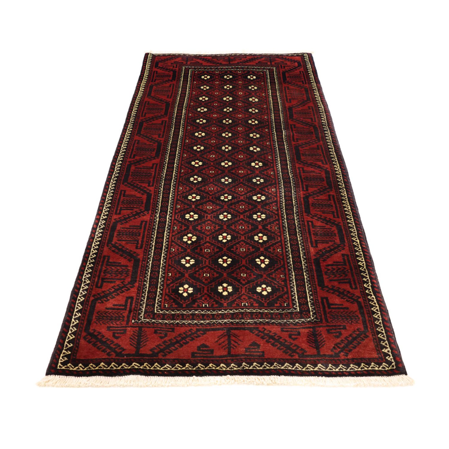 Runner Belutsch Rug - 198 x 103 cm - dark red