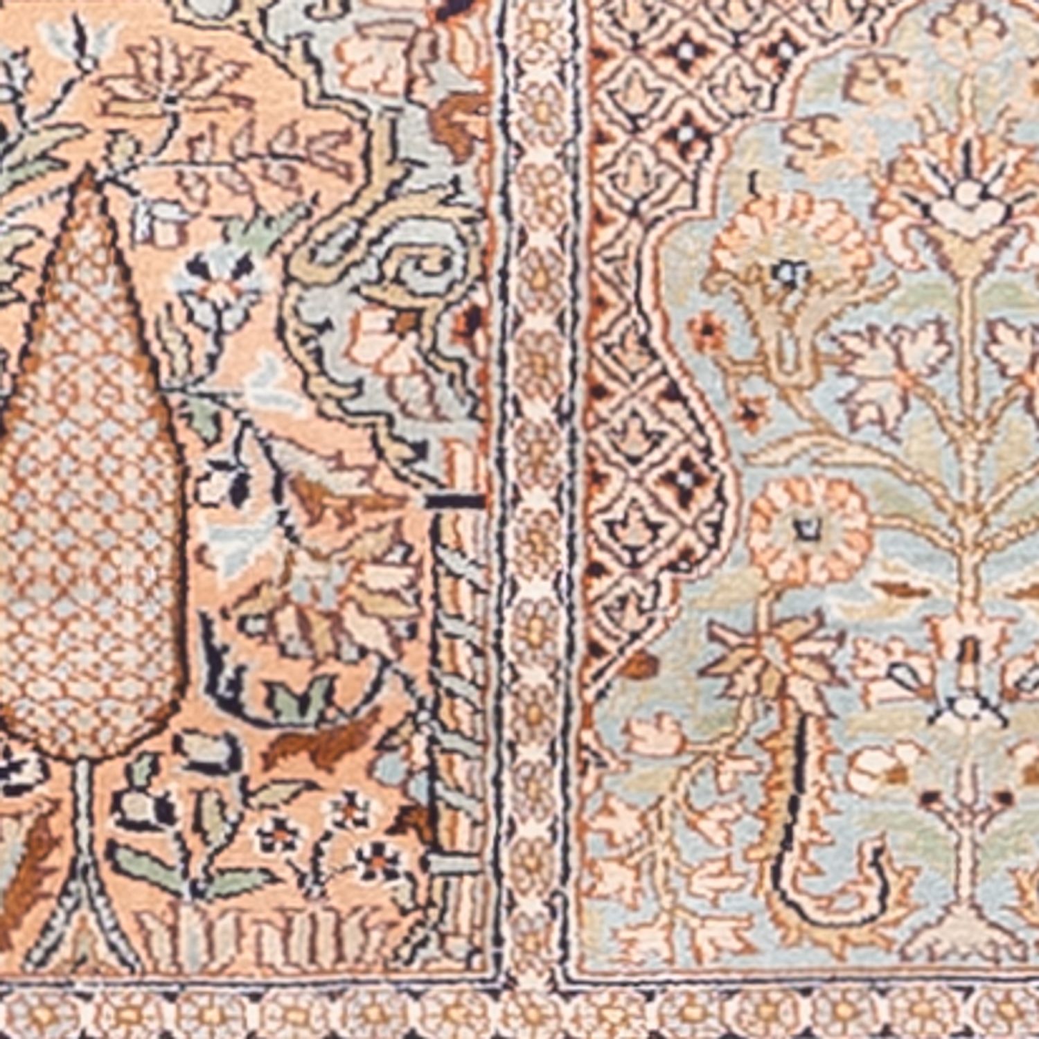 Runner Silk Rug - Kashmir Silk - 236 x 80 cm - dark beige