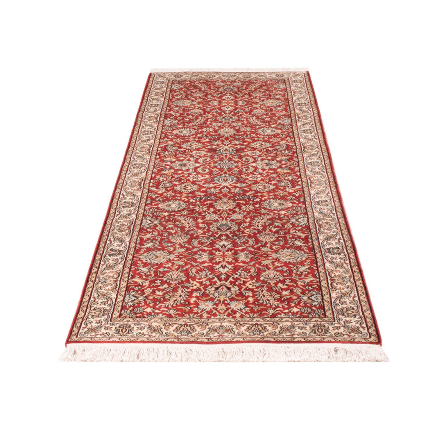 Runner Silk Rug - Kashmir Silk - 241 x 76 cm - red