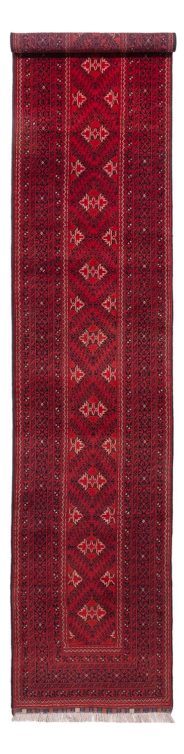 Runner Afghan Rug - 388 x 77 cm - red