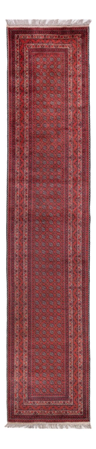 Runner Afghan Rug - Bukhara - 376 x 75 cm - red
