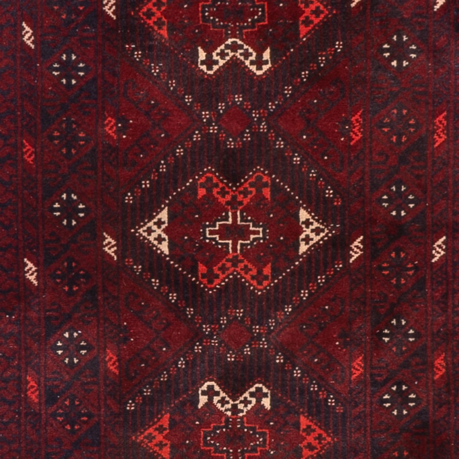 Runner Afghan Rug - 293 x 78 cm - red