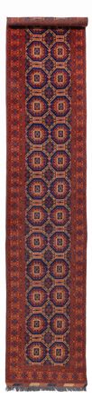 Runner Afghan Rug - 394 x 80 cm - dark red
