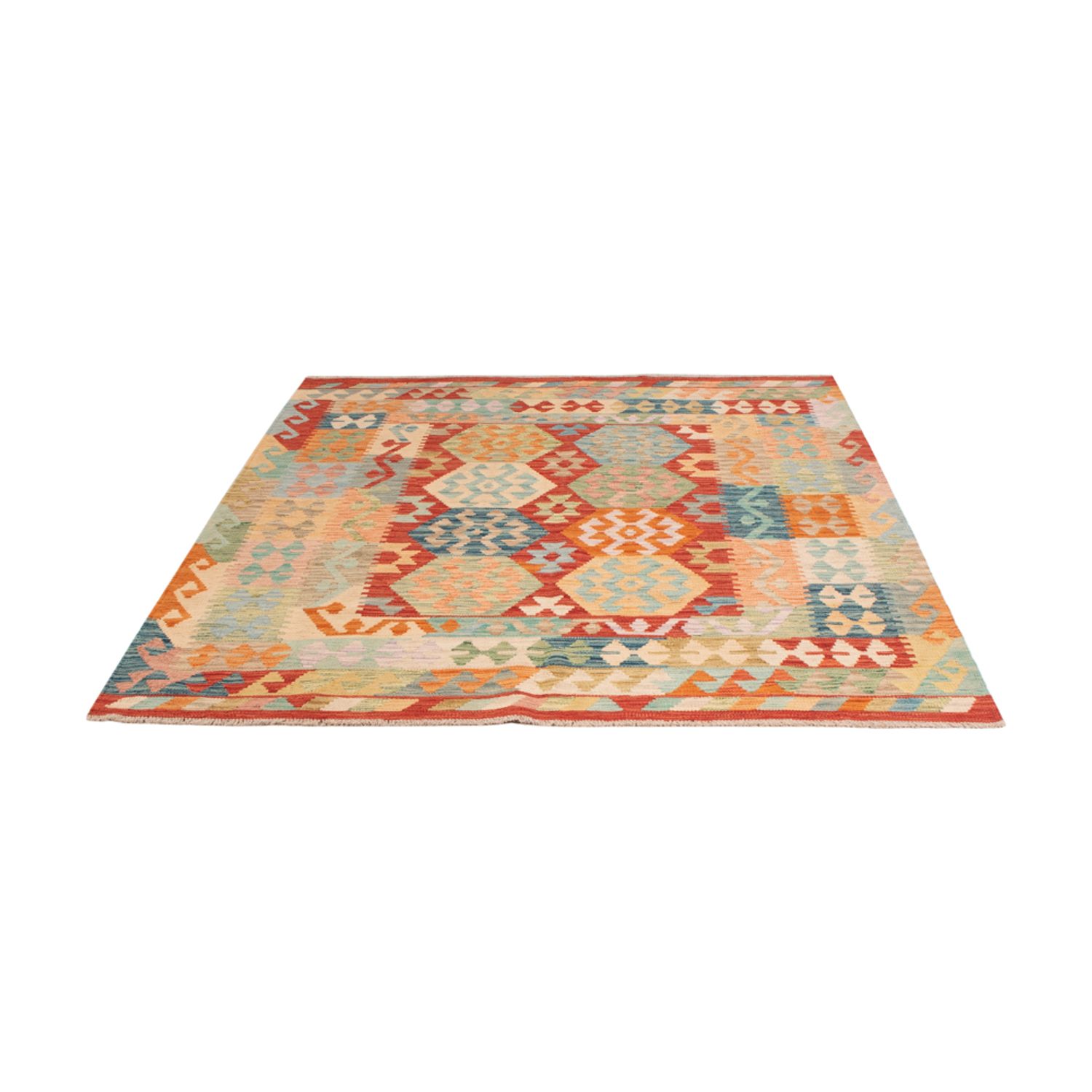 Kelim Rug - Splash - 194 x 156 cm - colorful
