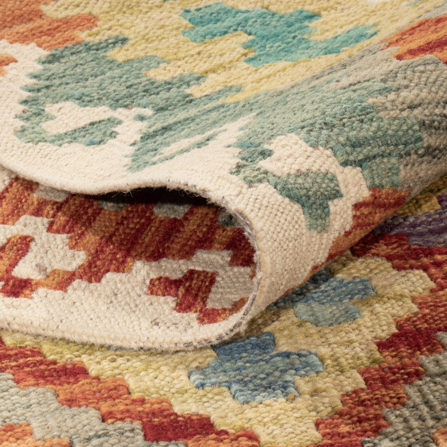 Kelim Rug - Splash - 198 x 160 cm - colorful