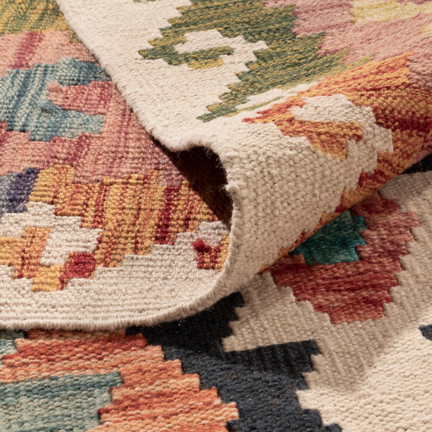 Kelim Rug - Splash - 299 x 261 cm - colorful