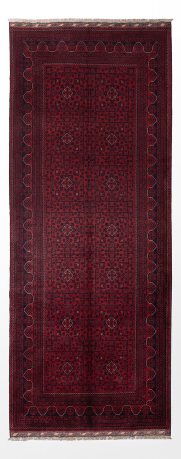Runner Afghan Rug - Kunduz - 385 x 148 cm - red