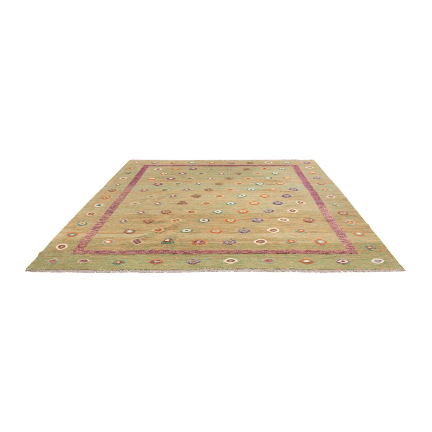 Kelim Rug - Splash - 303 x 258 cm - green