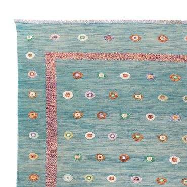 Kelim Rug - Splash - 350 x 258 cm - blue