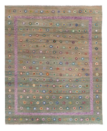 Kelim Rug - Splash - 394 x 313 cm - green