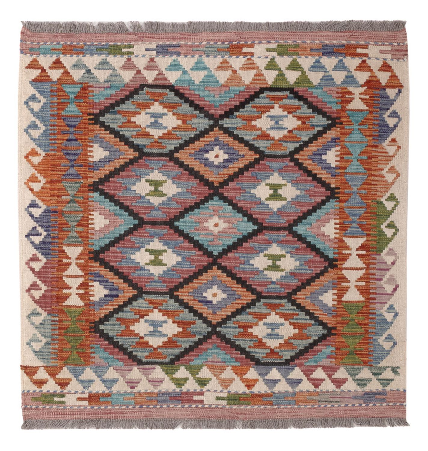 Kelim Rug - Splash square  - 102 x 101 cm - multicolored