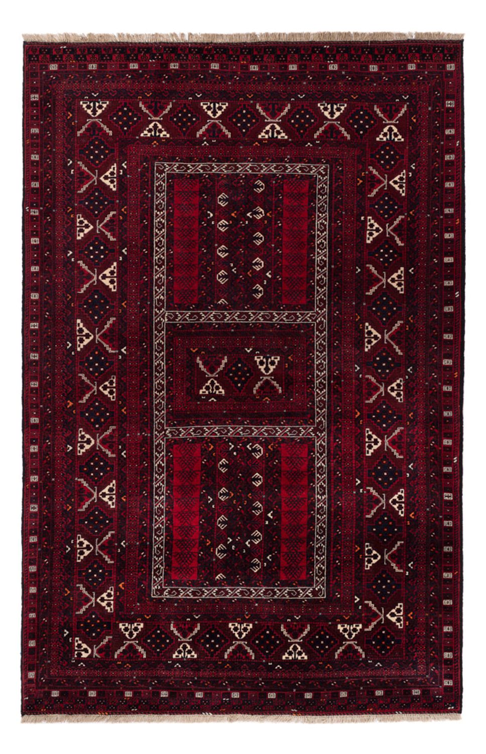 Afghan Rug - 246 x 159 cm - dark red