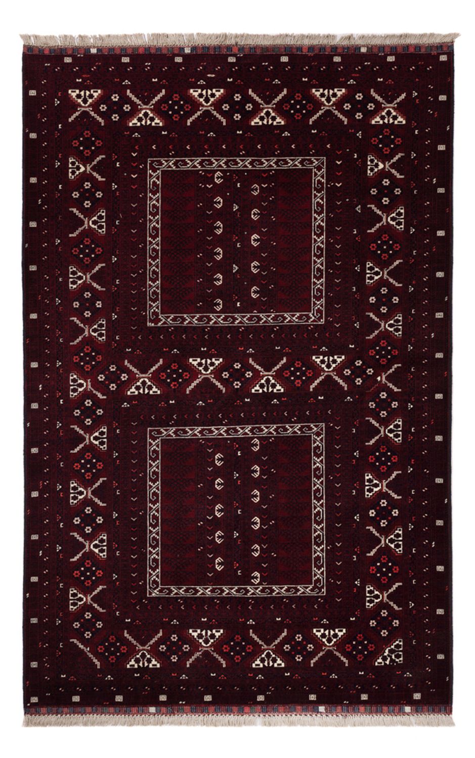 Afghan Rug - 247 x 154 cm - dark red