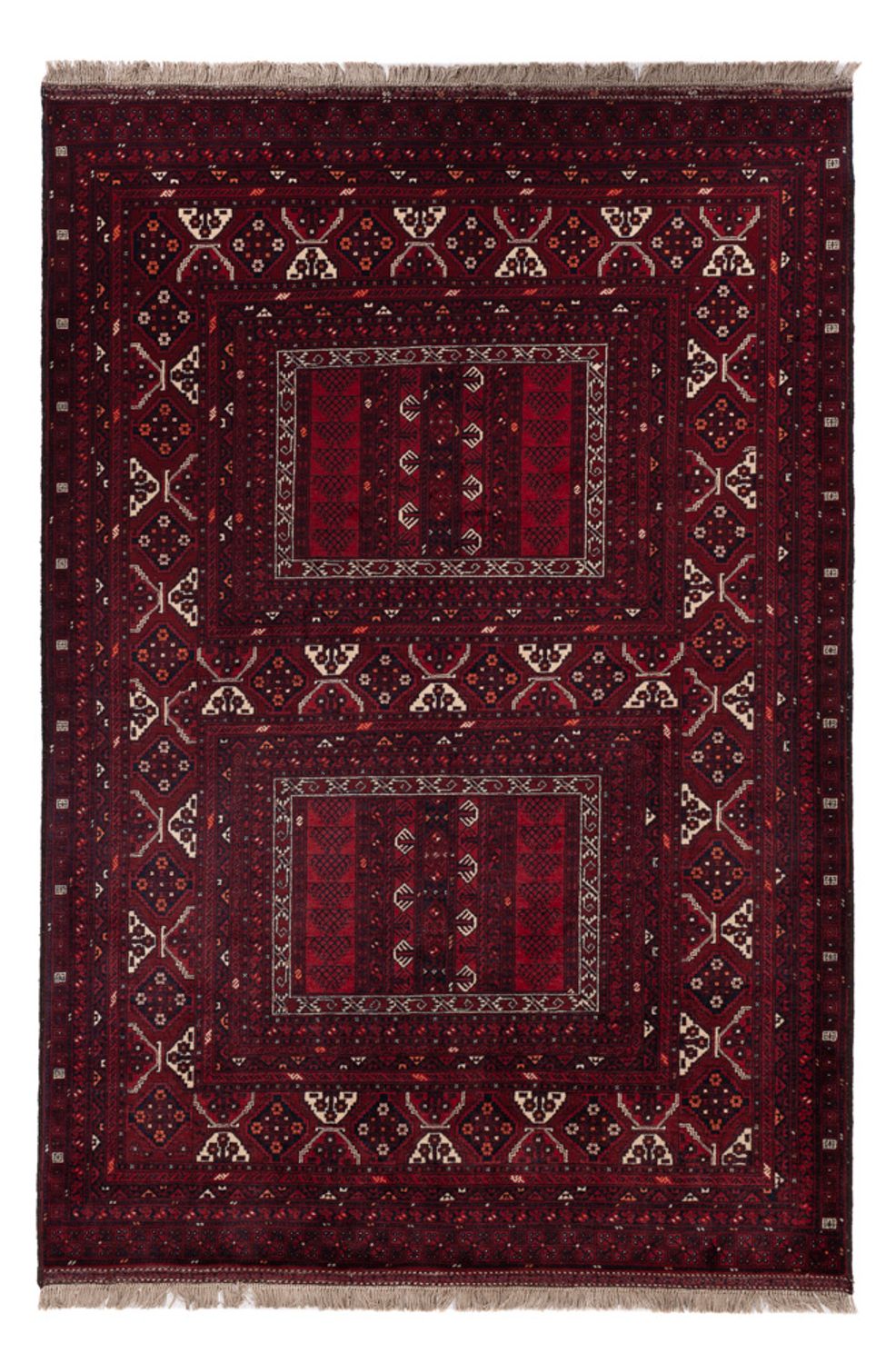 Afghan Rug - 242 x 165 cm - dark red