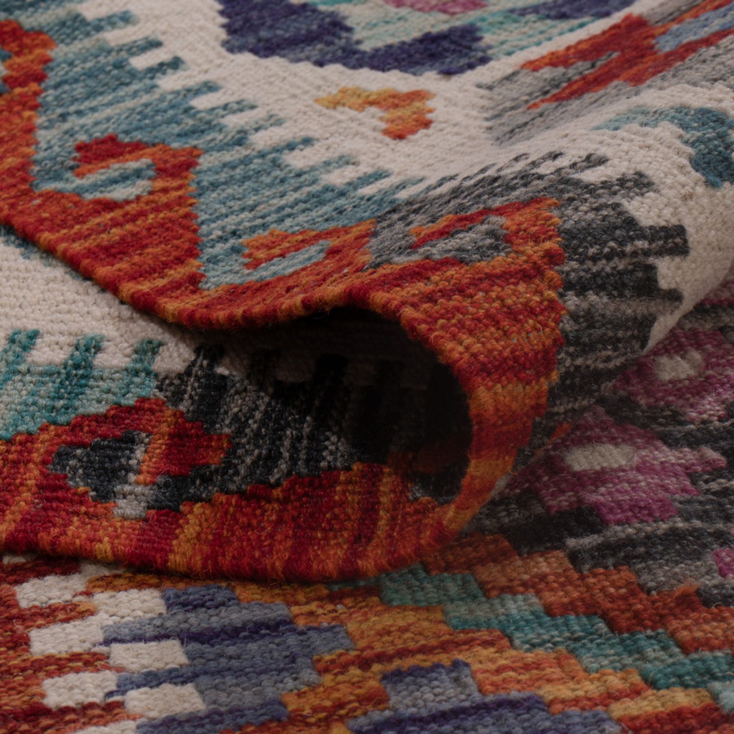 Kelim Rug - Splash - 195 x 158 cm - multicolored