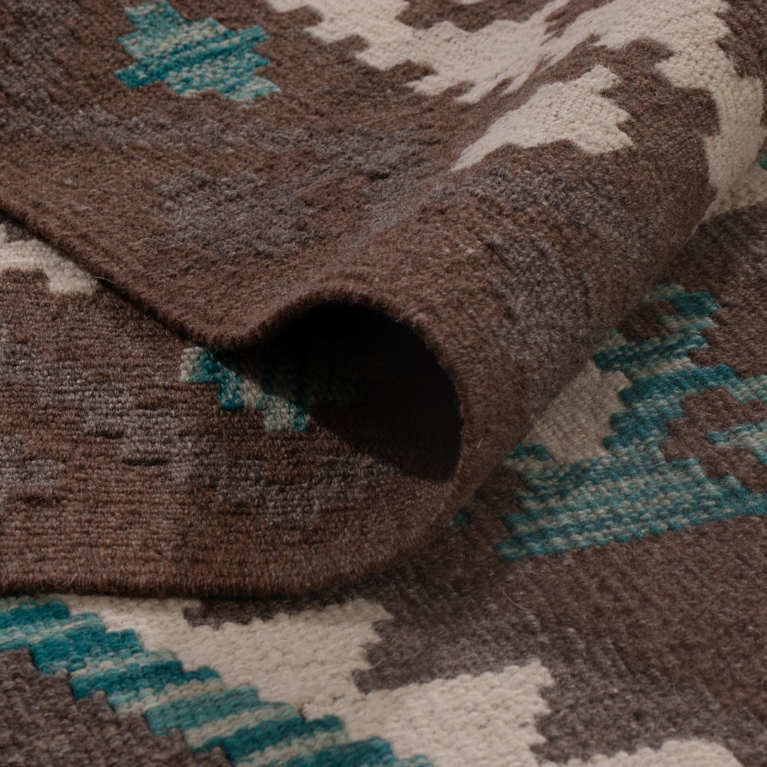 Kelim Rug - Splash - 194 x 155 cm - dark green