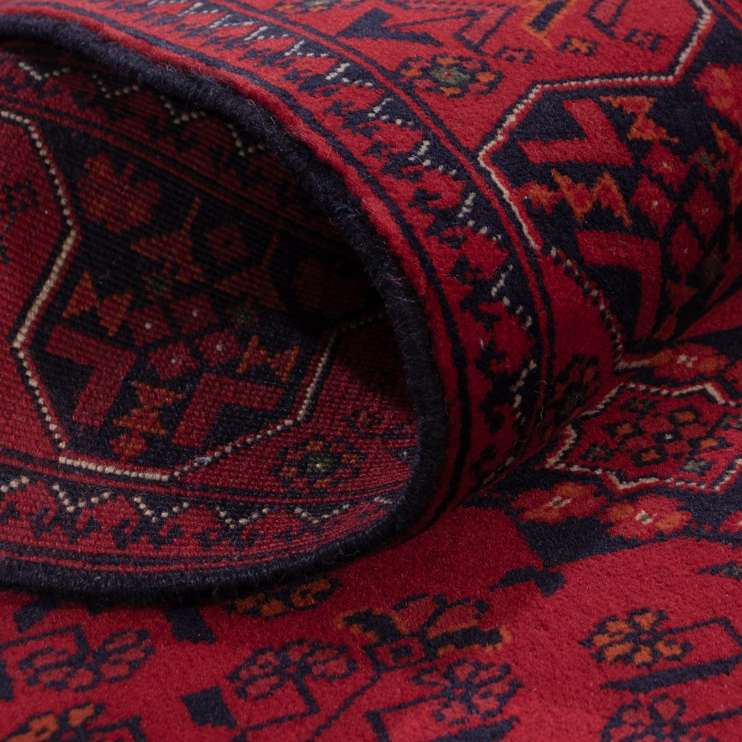 Runner Afghan Rug - Kunduz - 294 x 84 cm - dark red