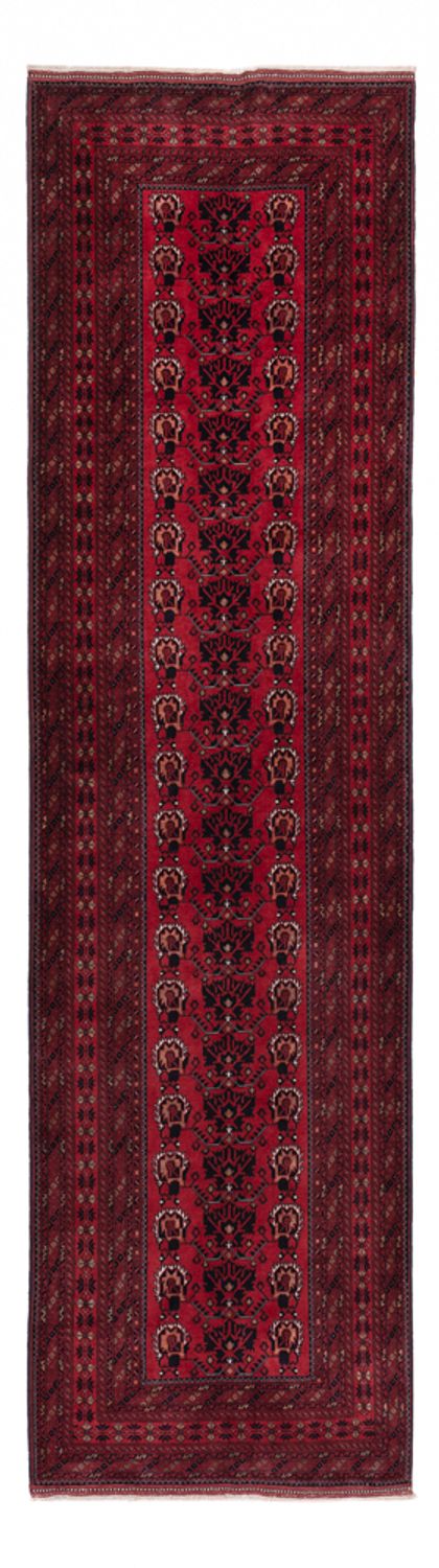 Runner Afghan Rug - 300 x 82 cm - dark red