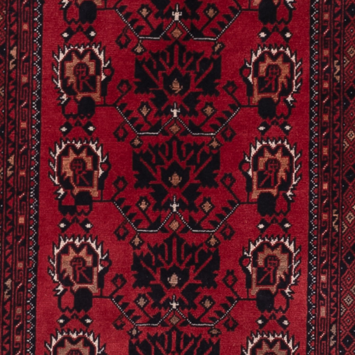 Runner Afghan Rug - 300 x 82 cm - dark red
