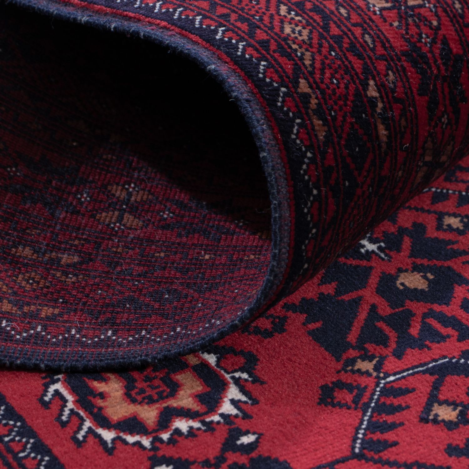 Runner Afghan Rug - 300 x 82 cm - dark red