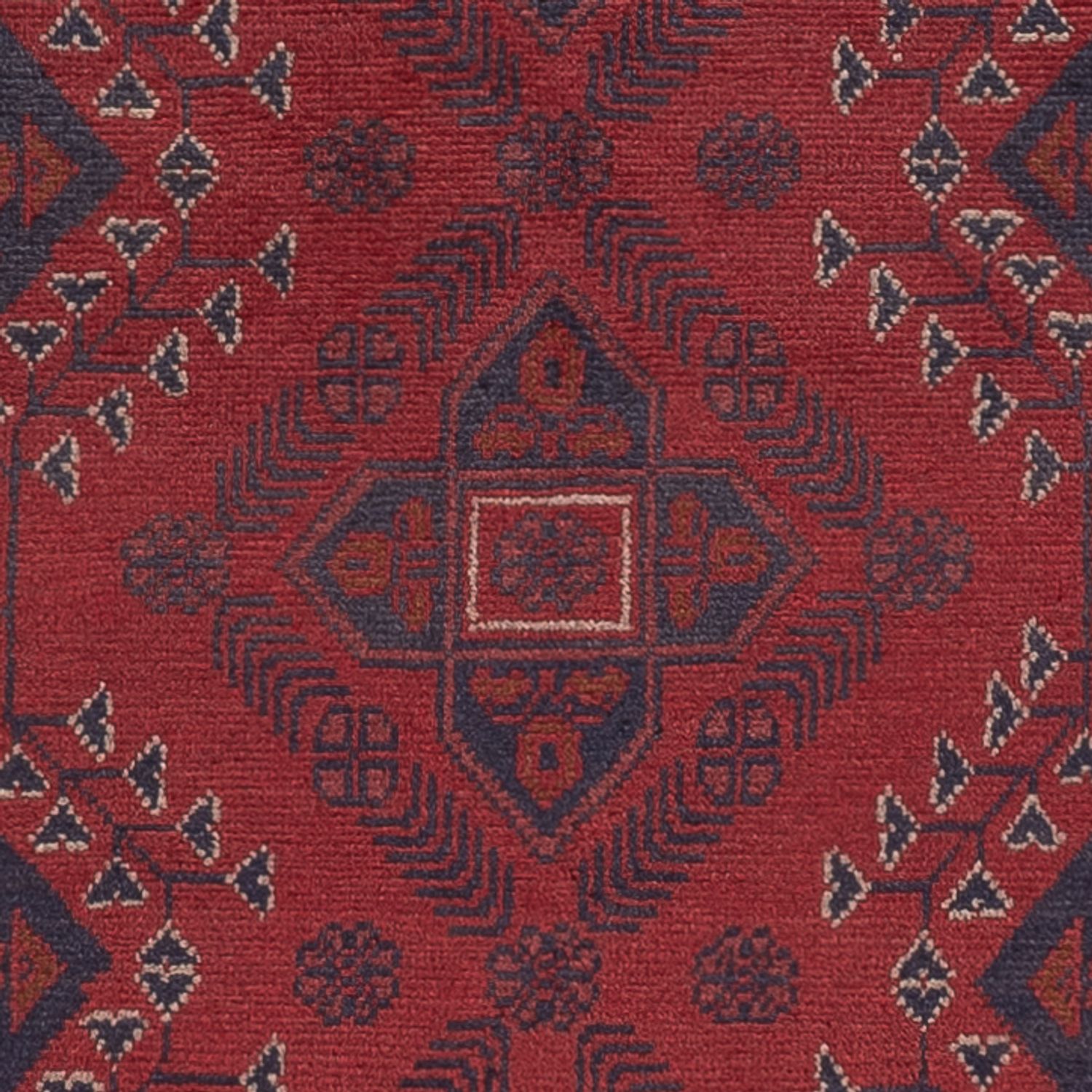 Runner Afghan Rug - Kunduz - 290 x 80 cm - dark red