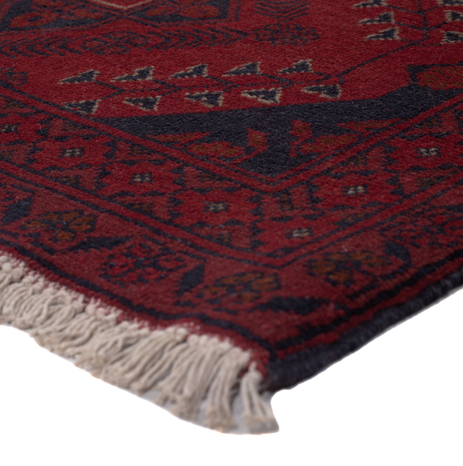 Runner Afghan Rug - Kunduz - 290 x 80 cm - dark red