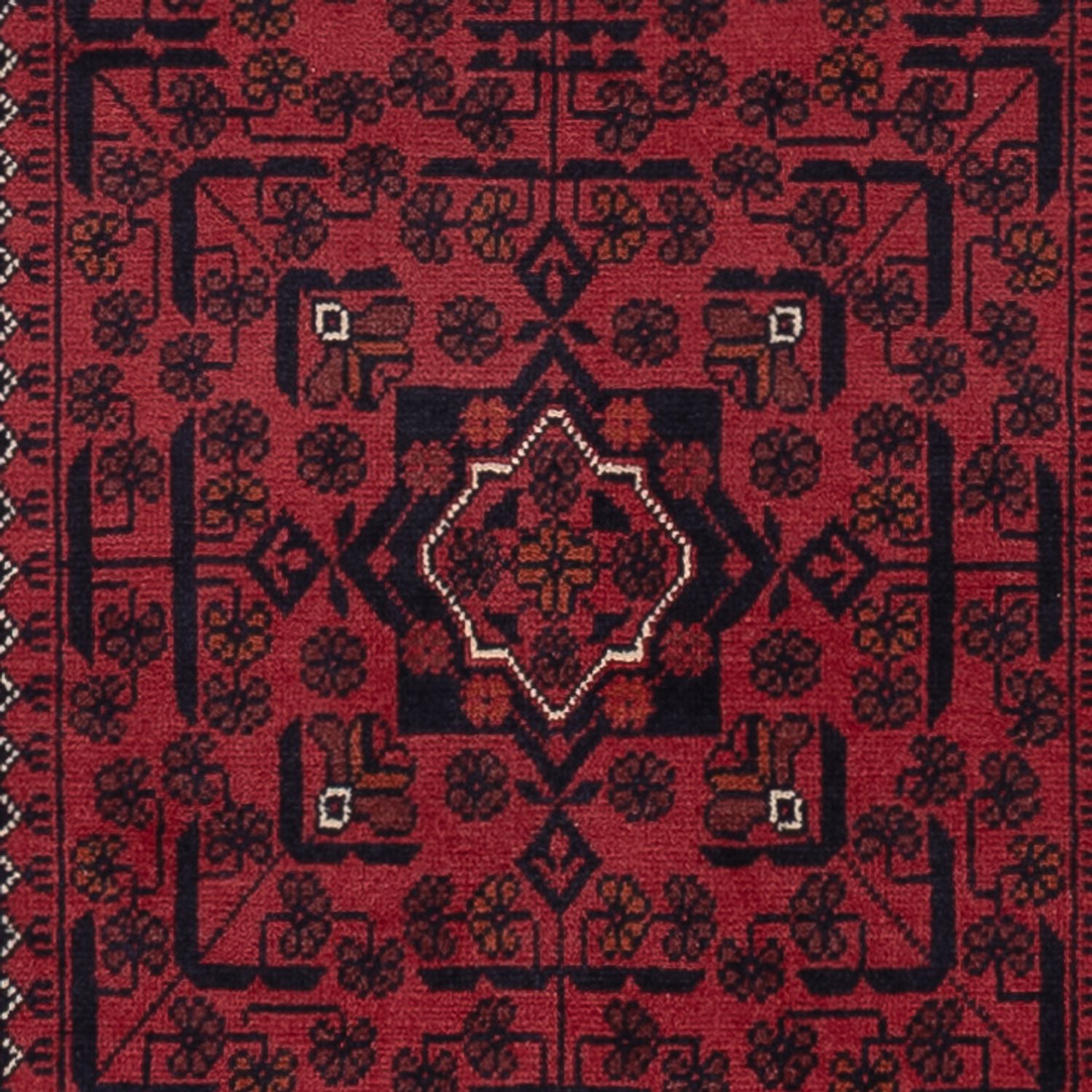 Runner Afghan Rug - Kunduz - 292 x 80 cm - dark red