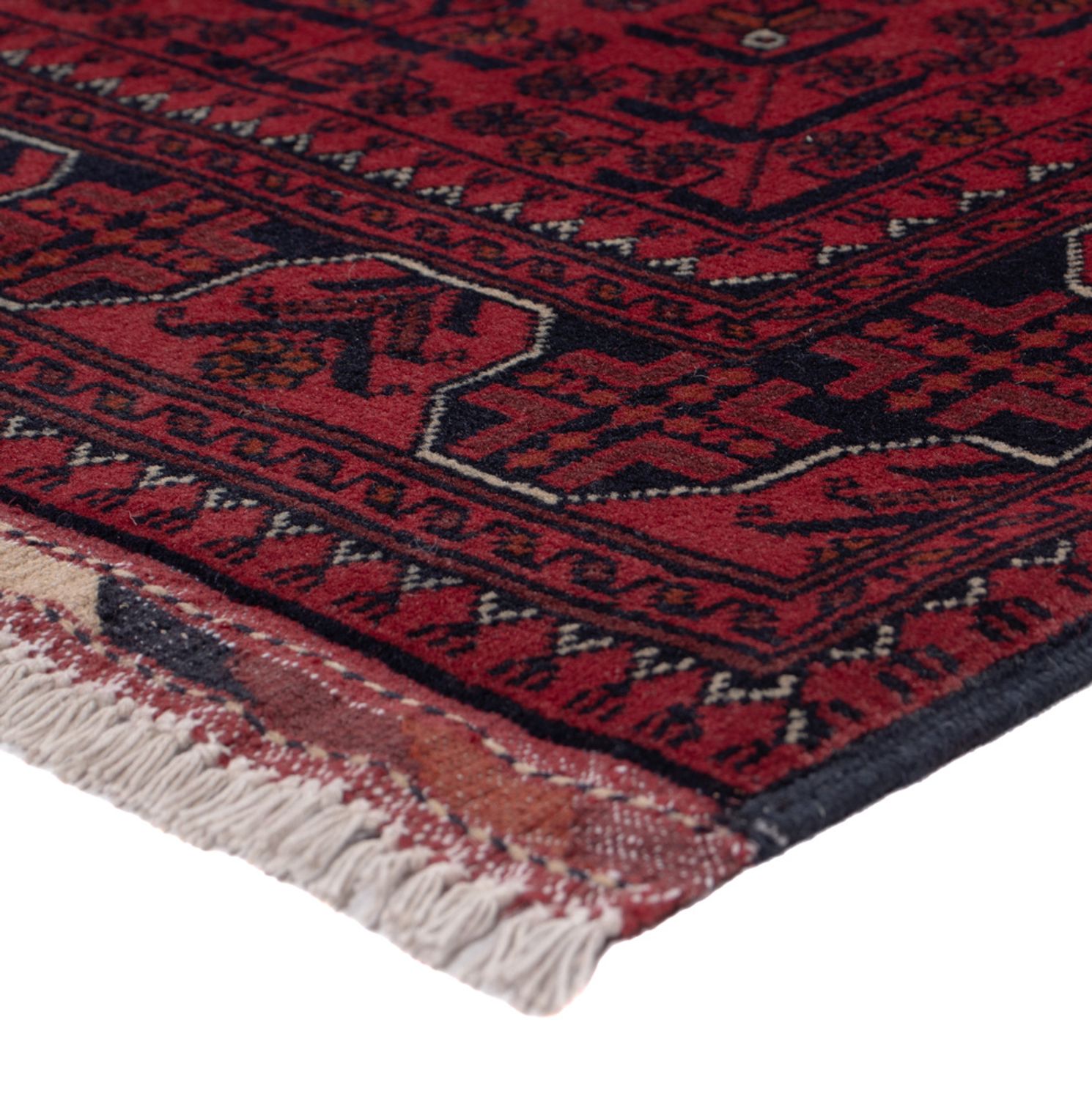 Runner Afghan Rug - Kunduz - 292 x 80 cm - dark red