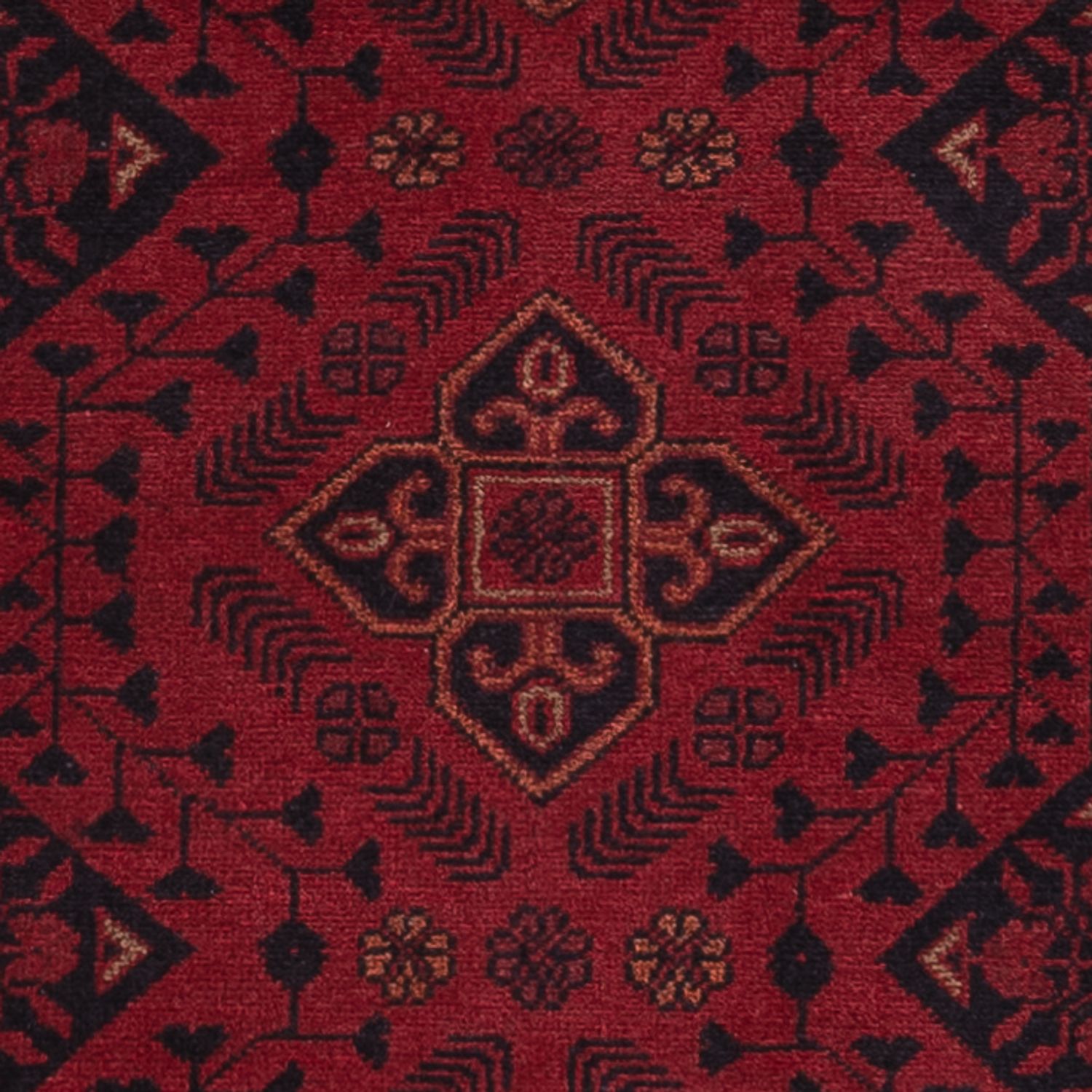 Runner Afghan Rug - Kunduz - 296 x 79 cm - dark red