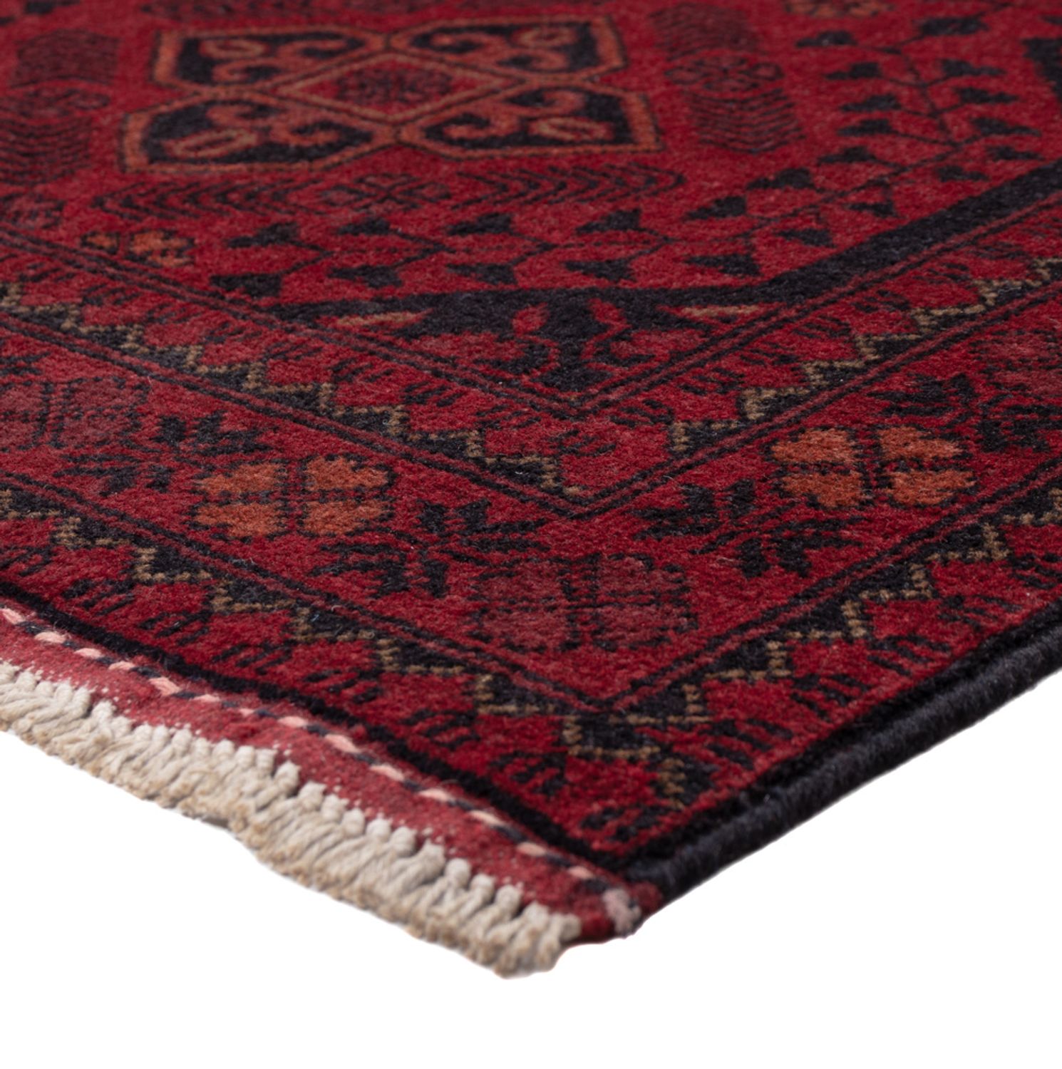 Runner Afghan Rug - Kunduz - 296 x 79 cm - dark red