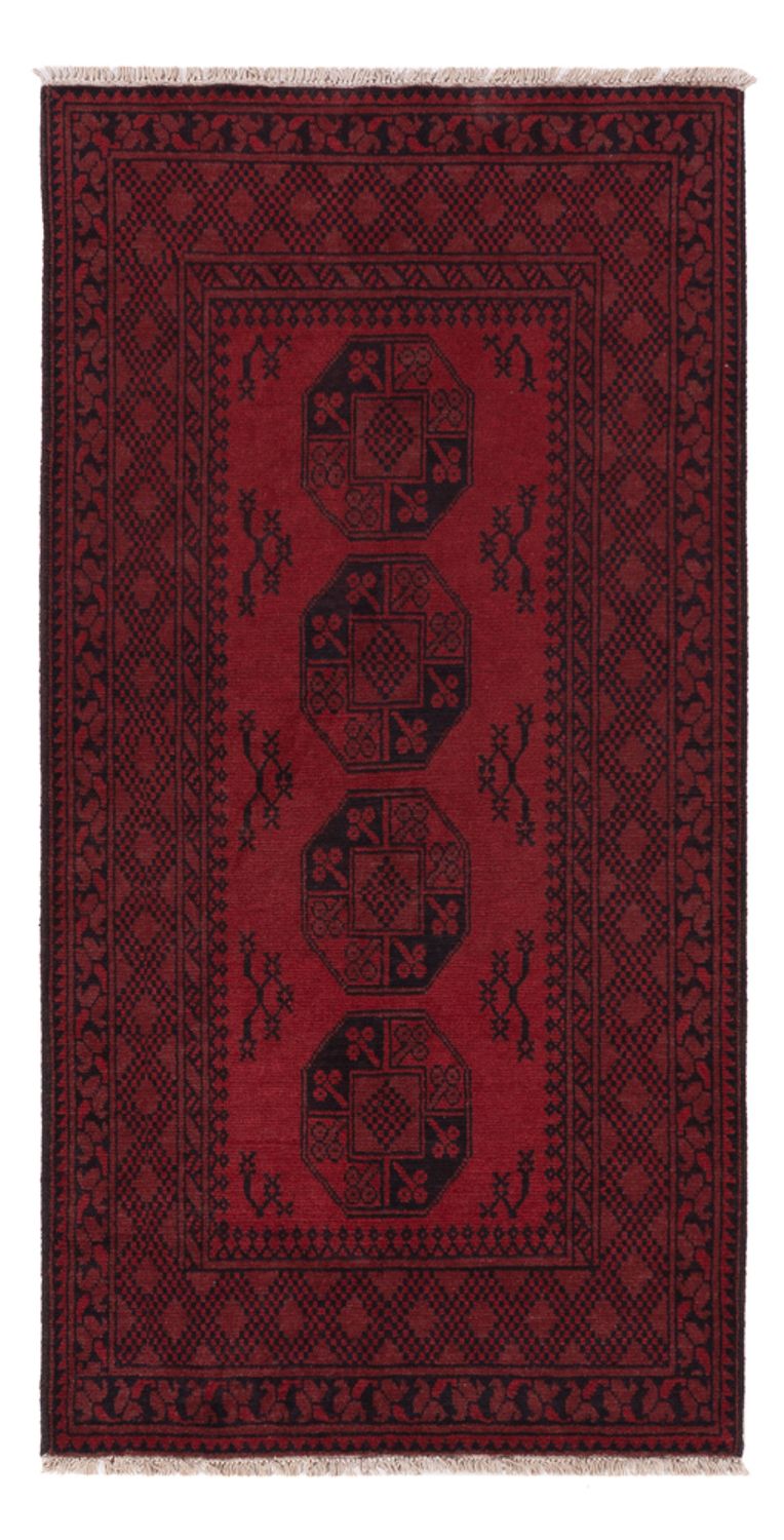 Runner Afghan Rug - Filpa - 194 x 100 cm - dark red