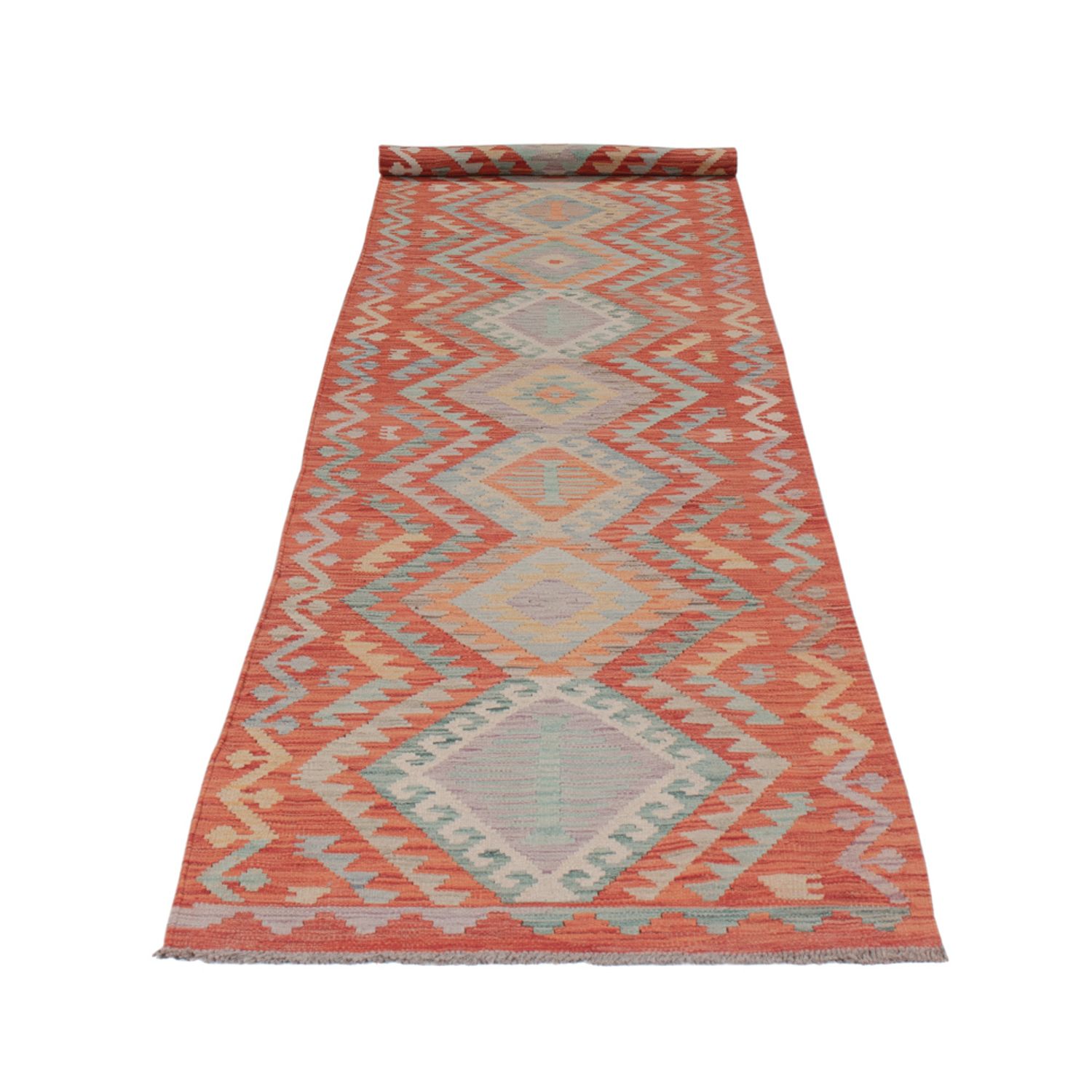 Runner Kelim Rug - Splash - 404 x 80 cm - multicolored