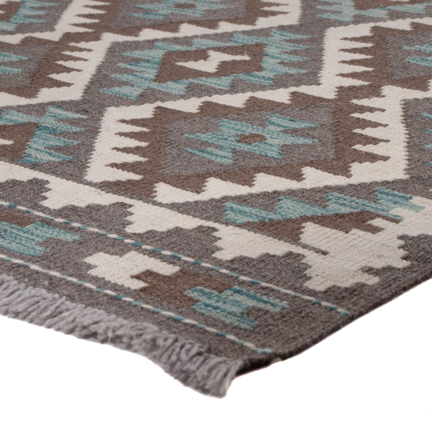 Runner Kelim Rug - Splash - 300 x 81 cm - dark green