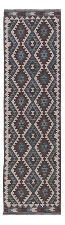 Runner Kelim Rug - Splash - 298 x 82 cm - dark green