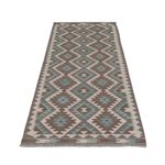 Runner Kelim Rug - Splash - 298 x 82 cm - dark green