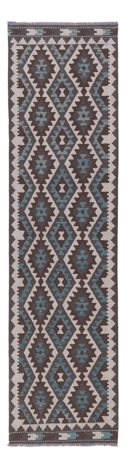 Runner Kelim Rug - Splash - 303 x 78 cm - dark green