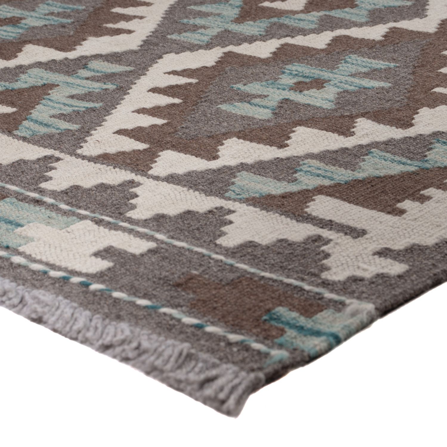 Runner Kelim Rug - Splash - 303 x 78 cm - dark green