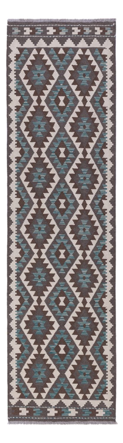 Runner Kelim Rug - Splash - 288 x 80 cm - dark green