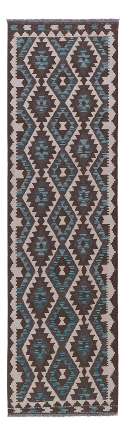 Runner Kelim Rug - Splash - 297 x 82 cm - dark green