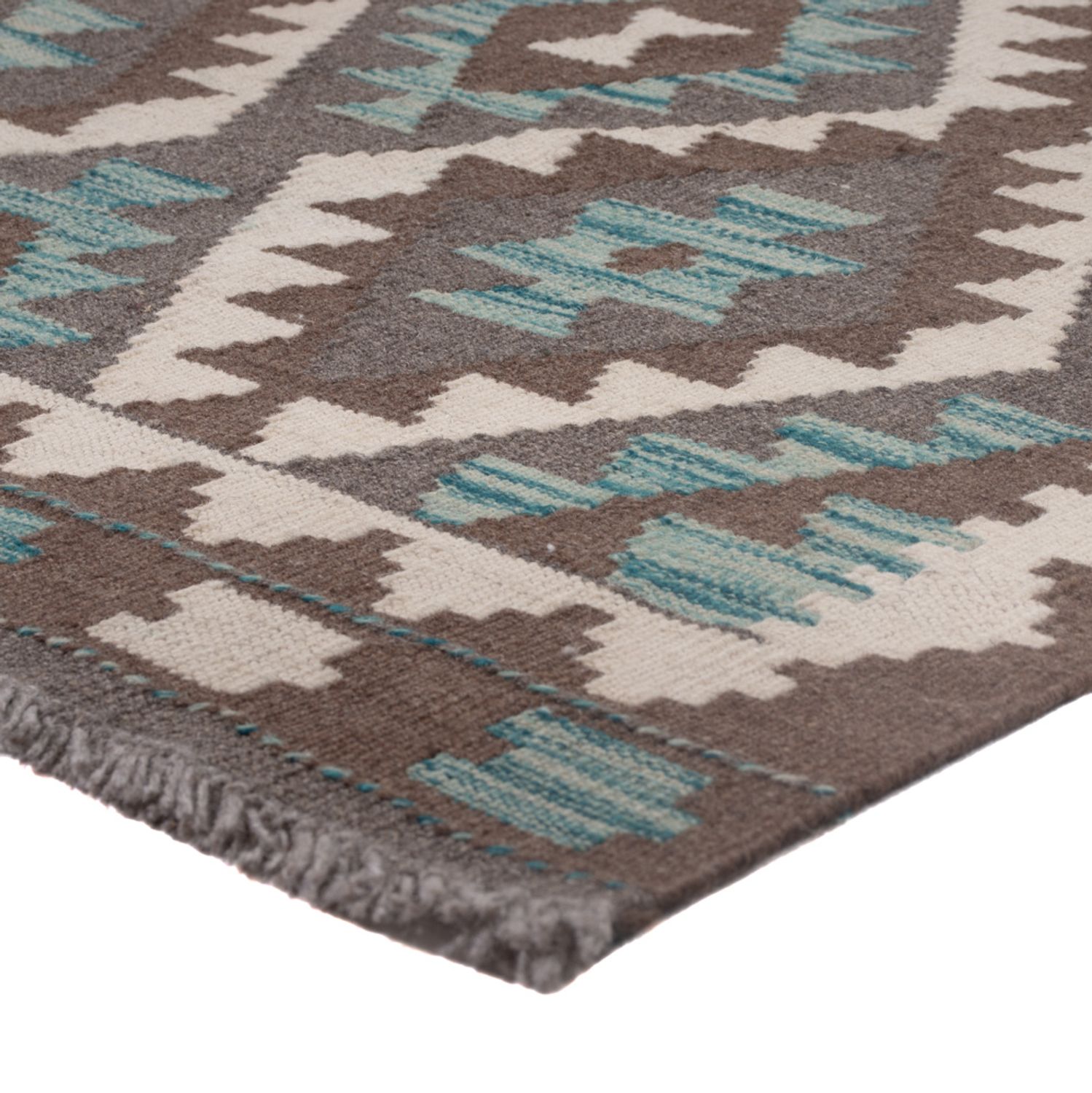 Runner Kelim Rug - Splash - 297 x 82 cm - dark green
