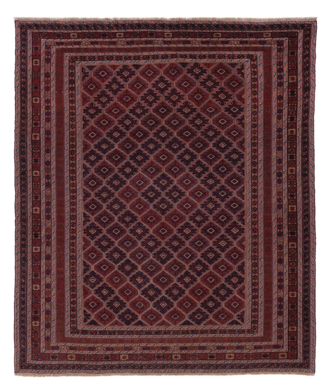Kelim Rug - Oriental square  - 187 x 161 cm - dark red