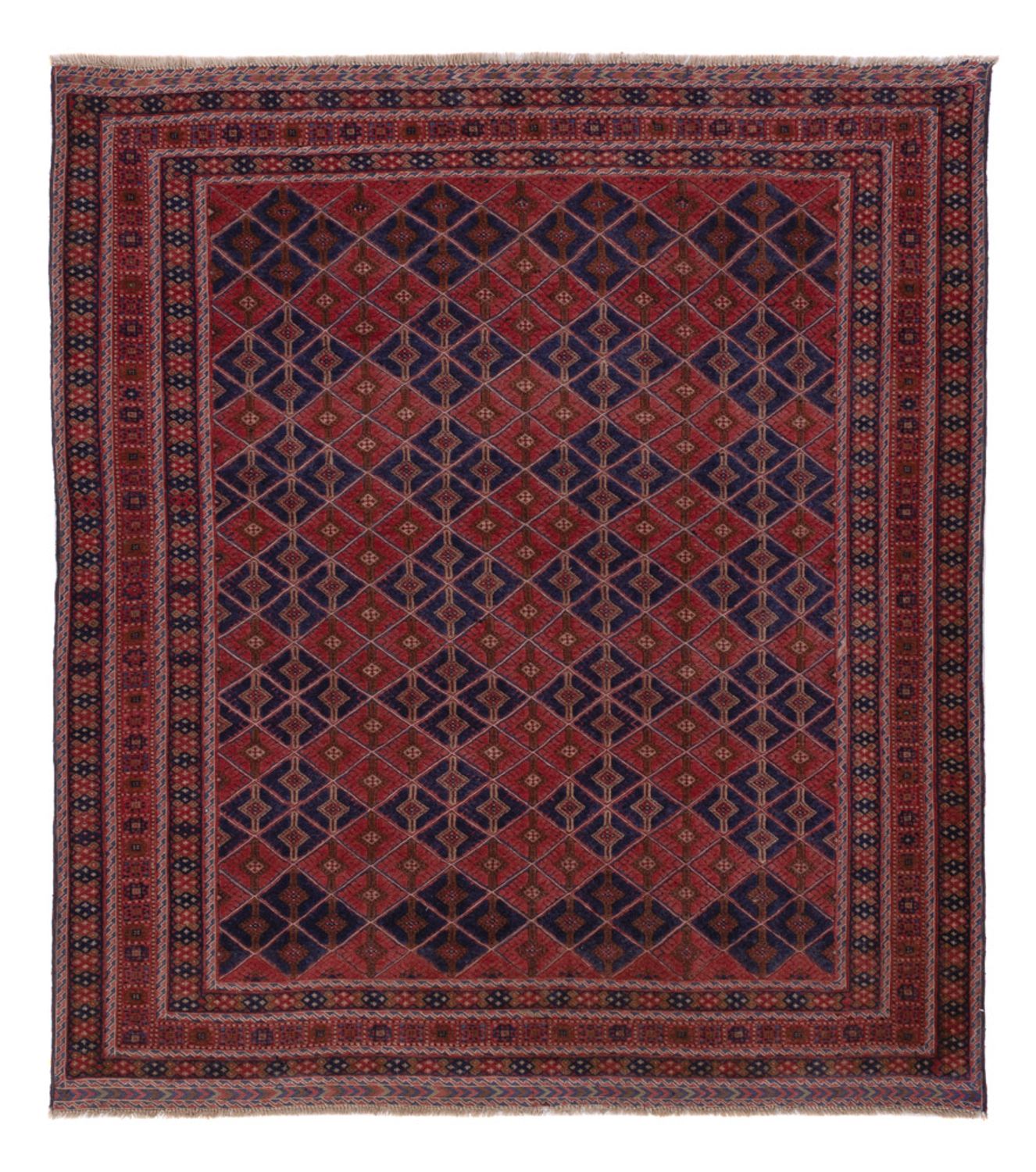 Kelim Rug - Oriental square  - 178 x 160 cm - dark red