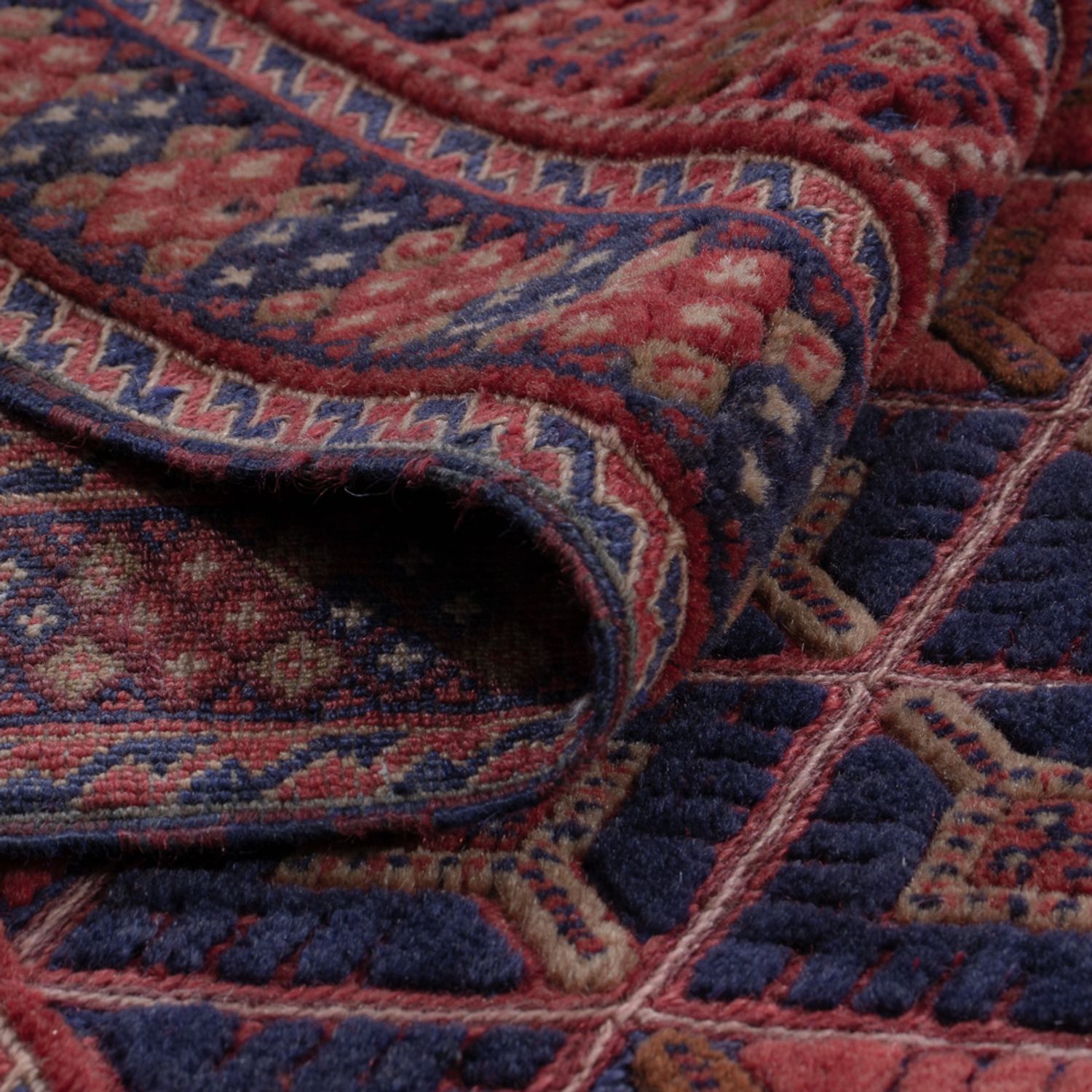 Kelim Rug - Oriental square  - 178 x 160 cm - dark red