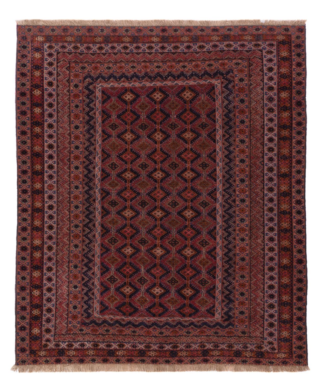 Kelim Rug - Oriental square  - 189 x 157 cm - dark red