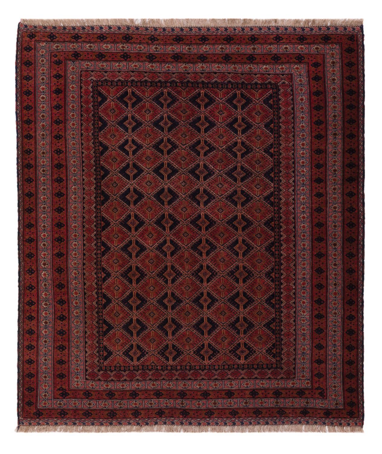 Kelim Rug - Oriental square  - 185 x 160 cm - dark red