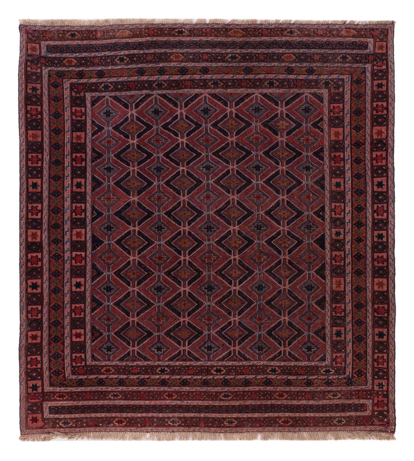 Kelim Rug - Oriental square  - 170 x 159 cm - dark red