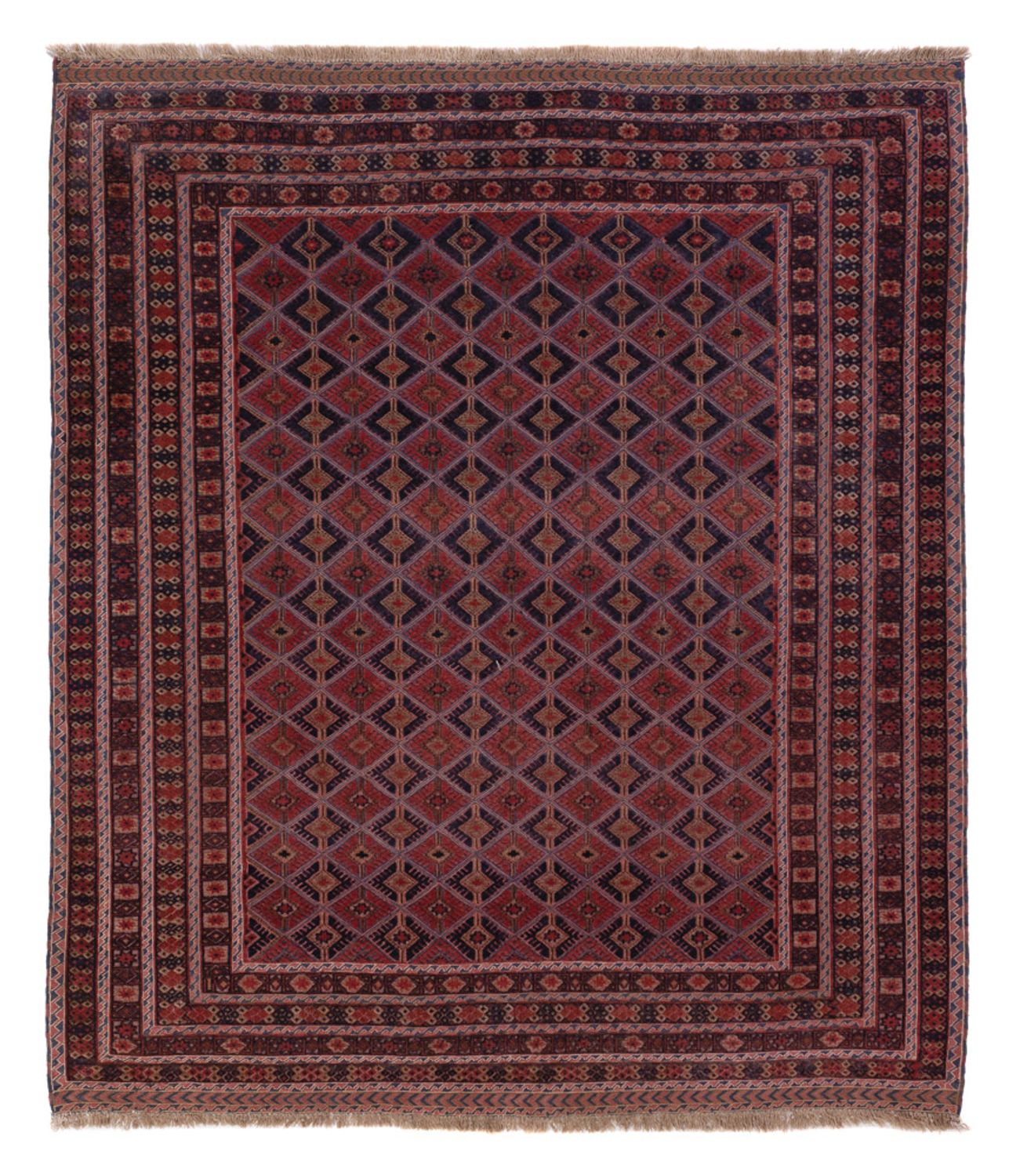Kelim Rug - Oriental square  - 183 x 158 cm - dark red
